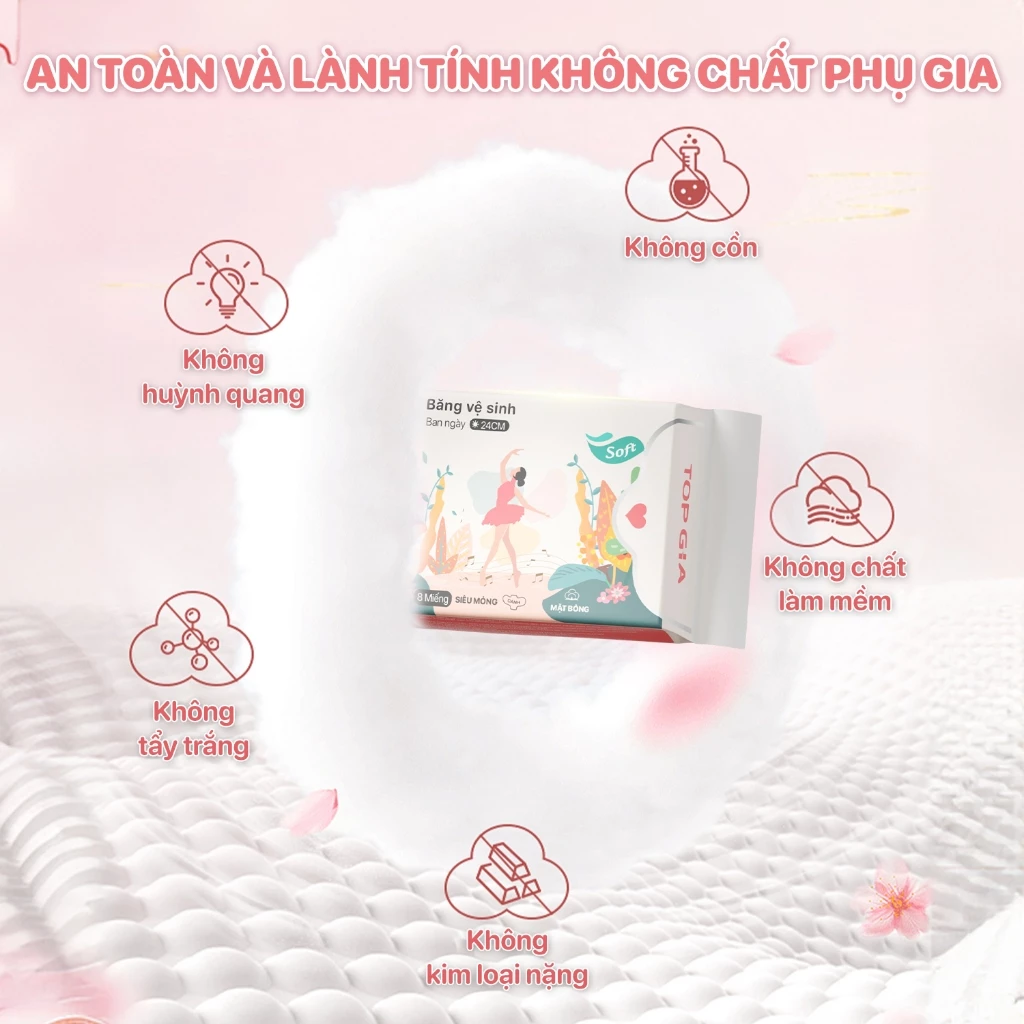Băng vệ sinh ban ngày Topgia siêu mỏng ôm khít thấm hút cao vải không dệt an toàn cho mọi làn da - 5