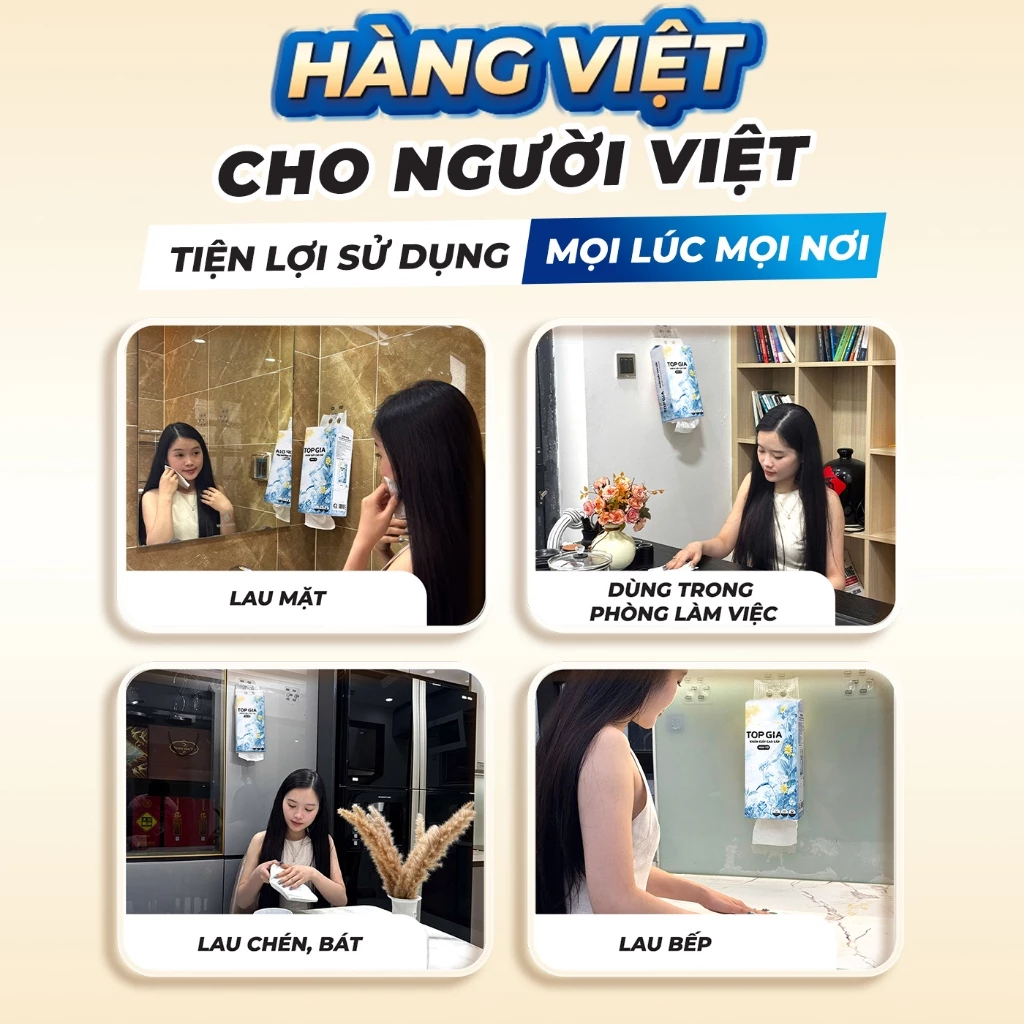 (HÀNG VIỆT NAM CHẤT LƯỢNG CAO) Khăn giấy cao cấp Mộc an Topgia hàng Việt Nam 4 lớp, dày dặn, an toàn cho da - 5