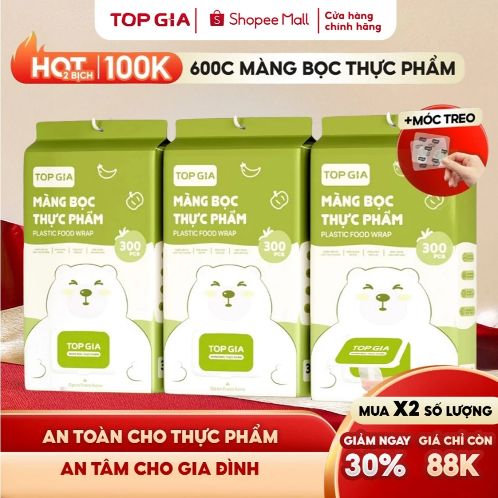 Túi màng bọc thực phẩm chất liệu PE treo tường dạng rút TopGia, tiện lợi, có chun co dãn siêu dai