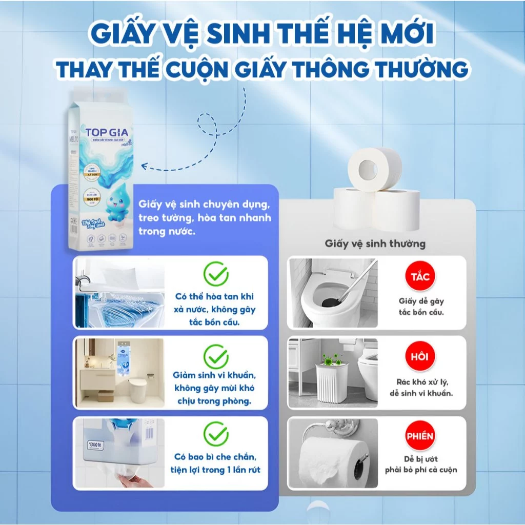 Giấy vệ sinh treo tường Top Gia Melto dễ tan trong nước, an toàn cho da, 1800 tờ/4 lớp - 3