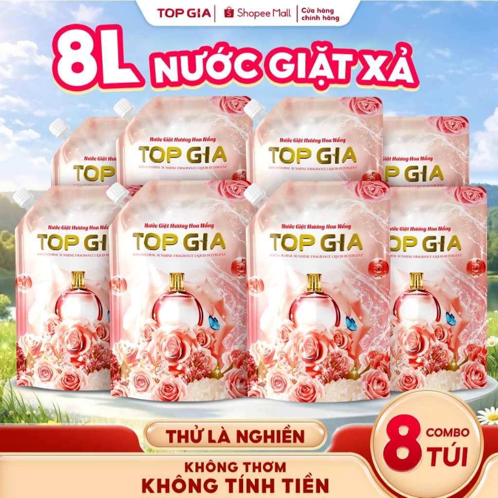 Nước Giặt Xả TOPGIA Hương Hoa Nắng, Dung Tích 1L, Thơm Dịu Nhẹ, An Toàn Cho Da