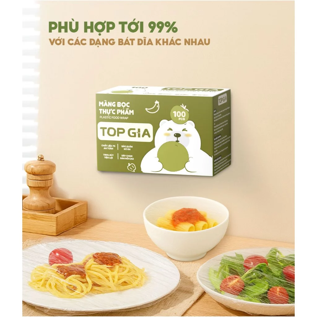 Hộp màng bọc thực phẩm treo tường dạng rút TopGia tiện lợi, chất liệu PE an toàn, có chun co dãn - 4