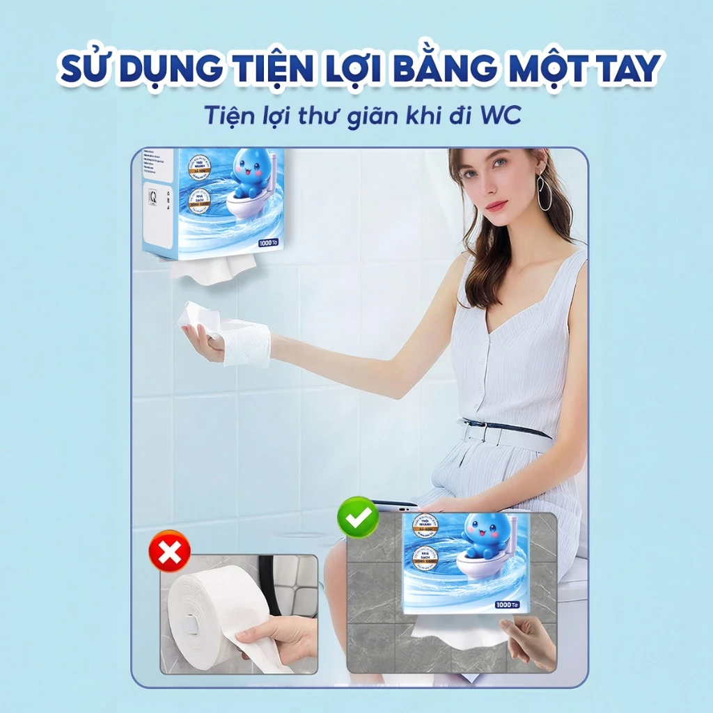 (TẶNG 1 CHAI TẨY BỒN CẦU) Giấy vệ sinh treo tường TopGia Melto tan trong nước, mềm mịn tiện lợi 1000 Tờ/4 Lớp - 4