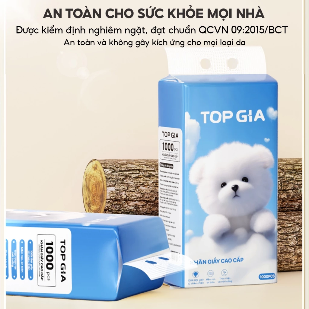 Khăn giấy treo tường Top Gia thùng 6, thùng 10 bịch GiaGia 1000 tờ làm từ bột giấy từ thiên nhiên - 2