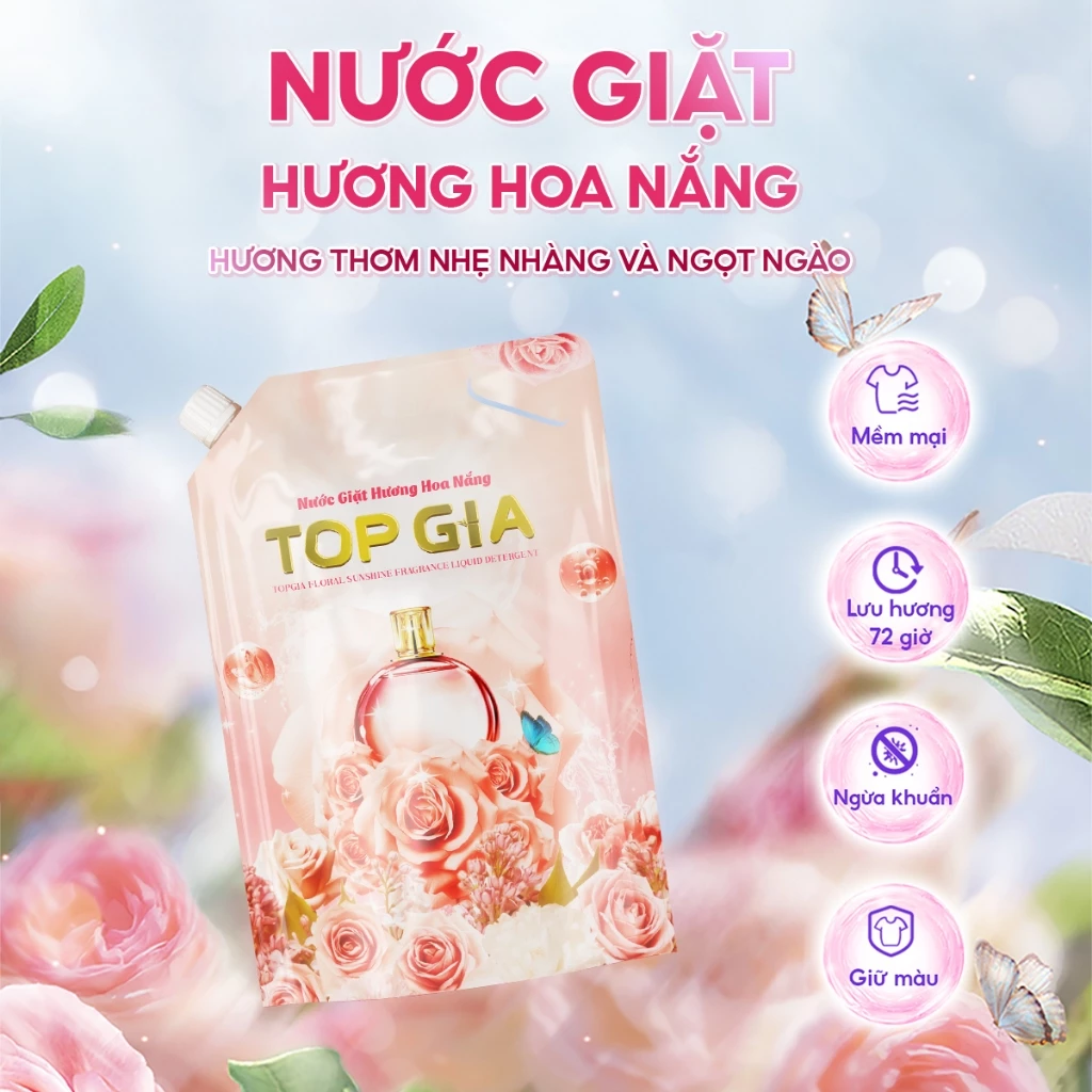 [COMBO 8L] Nước Giặt Xả TOPGIA Hương Hoa Nắng, Hương Huyền Diệu Toả Hương Lâu, Dịu Nhẹ, An Toàn Cho Da - 3