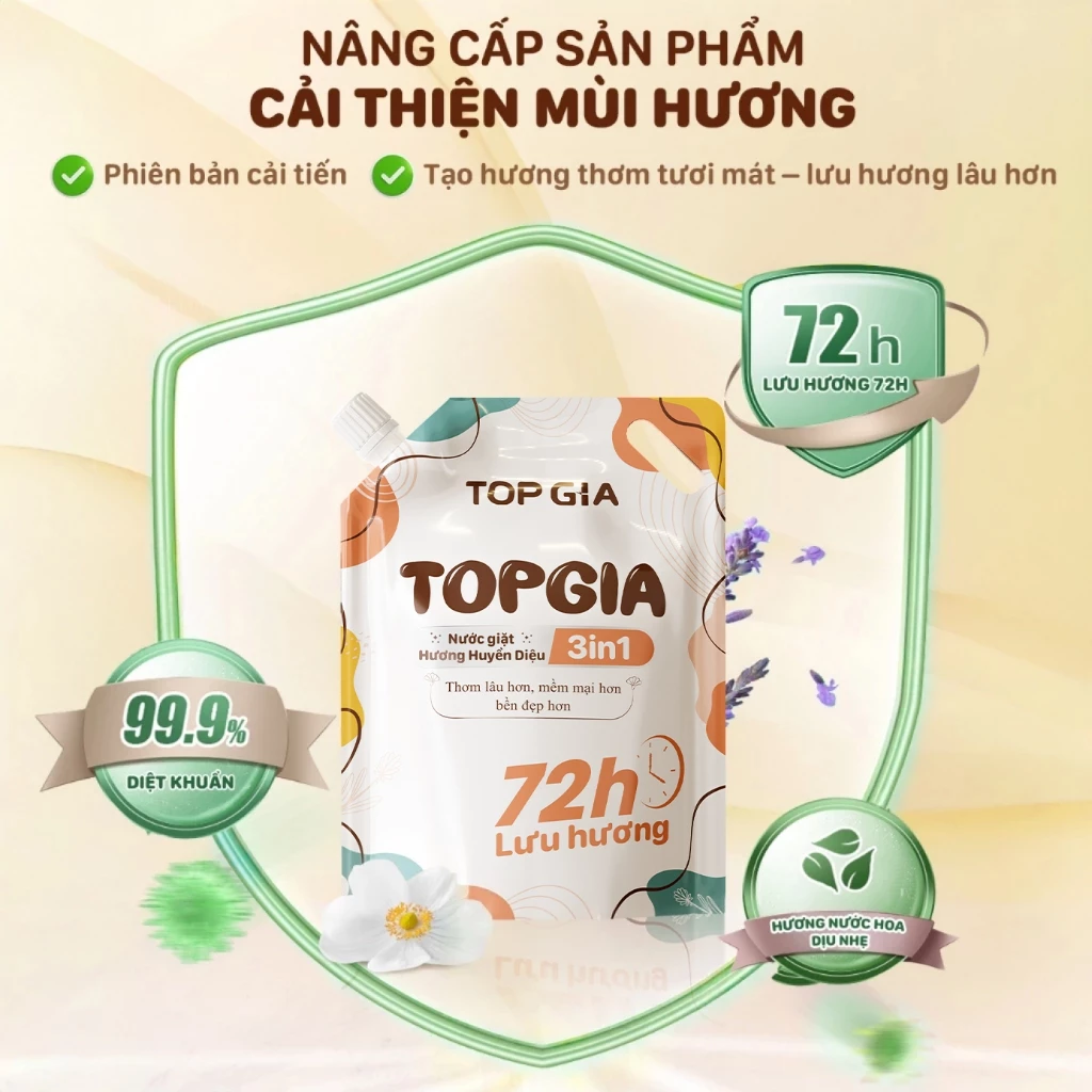 [COMBO QUÀ TẶNG] Nước Giặt Xả TopGia 3in1 Hương Huyền Diệu Lưu Hương 72H, Dịu Nhẹ, An Toàn Cho Da - 2