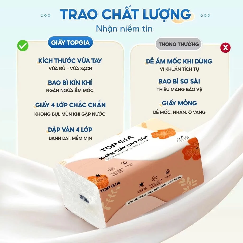 (MUA 1 TẶNG 1) Thùng 20 gói giấy ăn TopGia Sắc Hạ mềm mịn siêu dai tặng 1 bịch màng bọc thực phẩm - 3