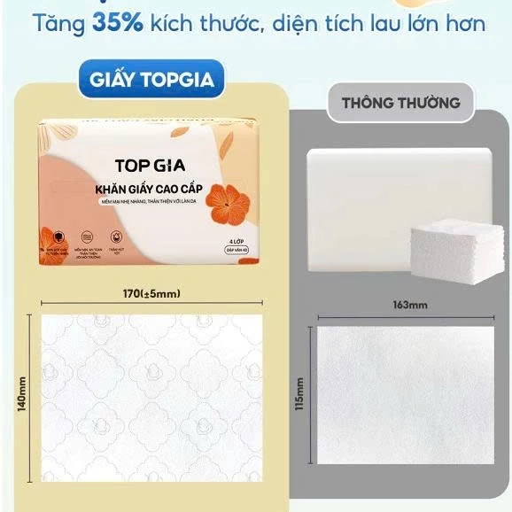(MUA 1 TẶNG 1) Thùng 20 gói giấy ăn TopGia Sắc Hạ mềm mịn siêu dai tặng 1 bịch màng bọc thực phẩm - 4