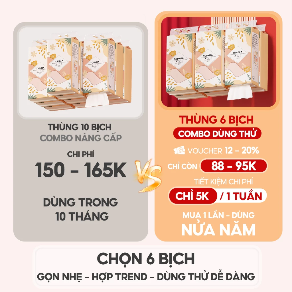 Khăn giấy vệ sinh treo tường Tiểu Hạ 1000 tờ làm từ bột gỗ thiên nhiên, an toàn, 6 bịch hoặc 10 bịch - 2