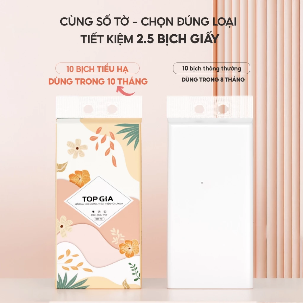 Khăn giấy vệ sinh treo tường Tiểu Hạ 1000 tờ làm từ bột gỗ thiên nhiên, an toàn, 6 bịch hoặc 10 bịch - 5