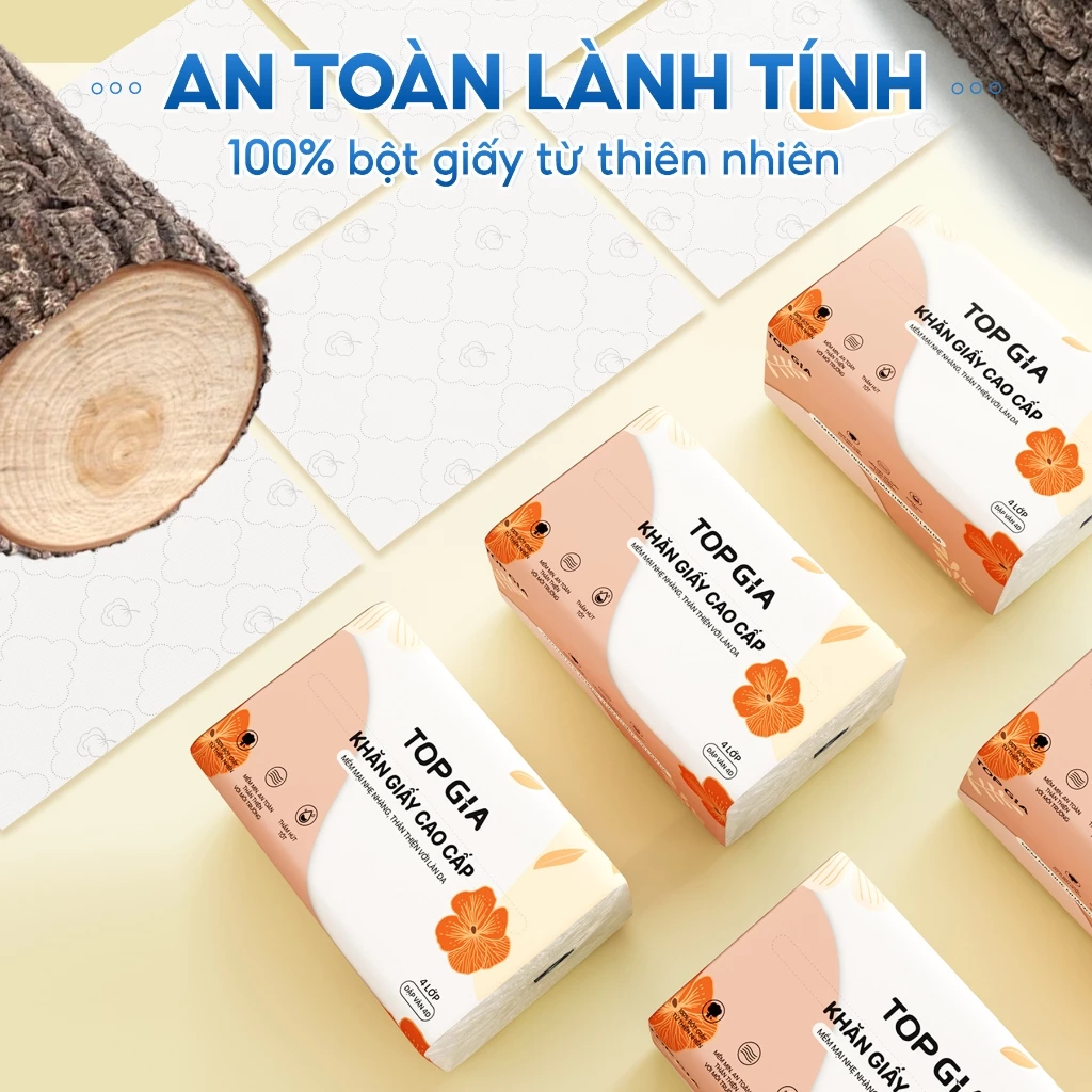 (BAO BÌ MỚI) Giấy ăn rút Top Gia Sắc Hạ, khăn giấy 4 lớp dập vân 4D chắc chắn siêu dai - 5