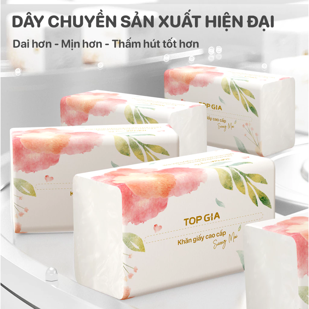 Giấy ăn rút Topgia sương mai 460 tờ 4 lớp dập vân 4D chắc chắn mềm mịn, an toàn, thùng 10/20 gói - 6