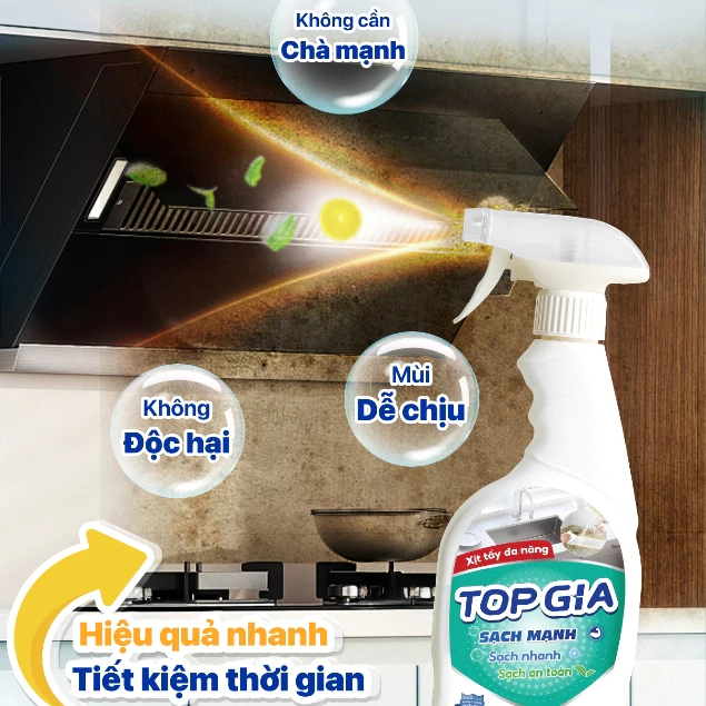 Combo 3 Chai Xịt Tẩy Đa Năng TOPGIA 500ml Sạch Mọi Vết Bẩn, Vết Ố Vàng, Đánh Bay Dầu Mỡ - 3