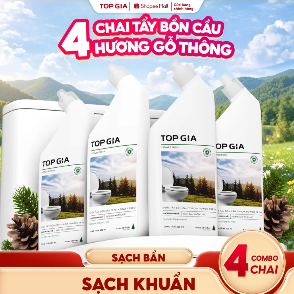 Nước Tẩy Rửa Bồn Cầu TOPGIA Hương Gỗ Thông, Tẩy Sạch Không Cần Chà, Bảo Vệ Men Sứ