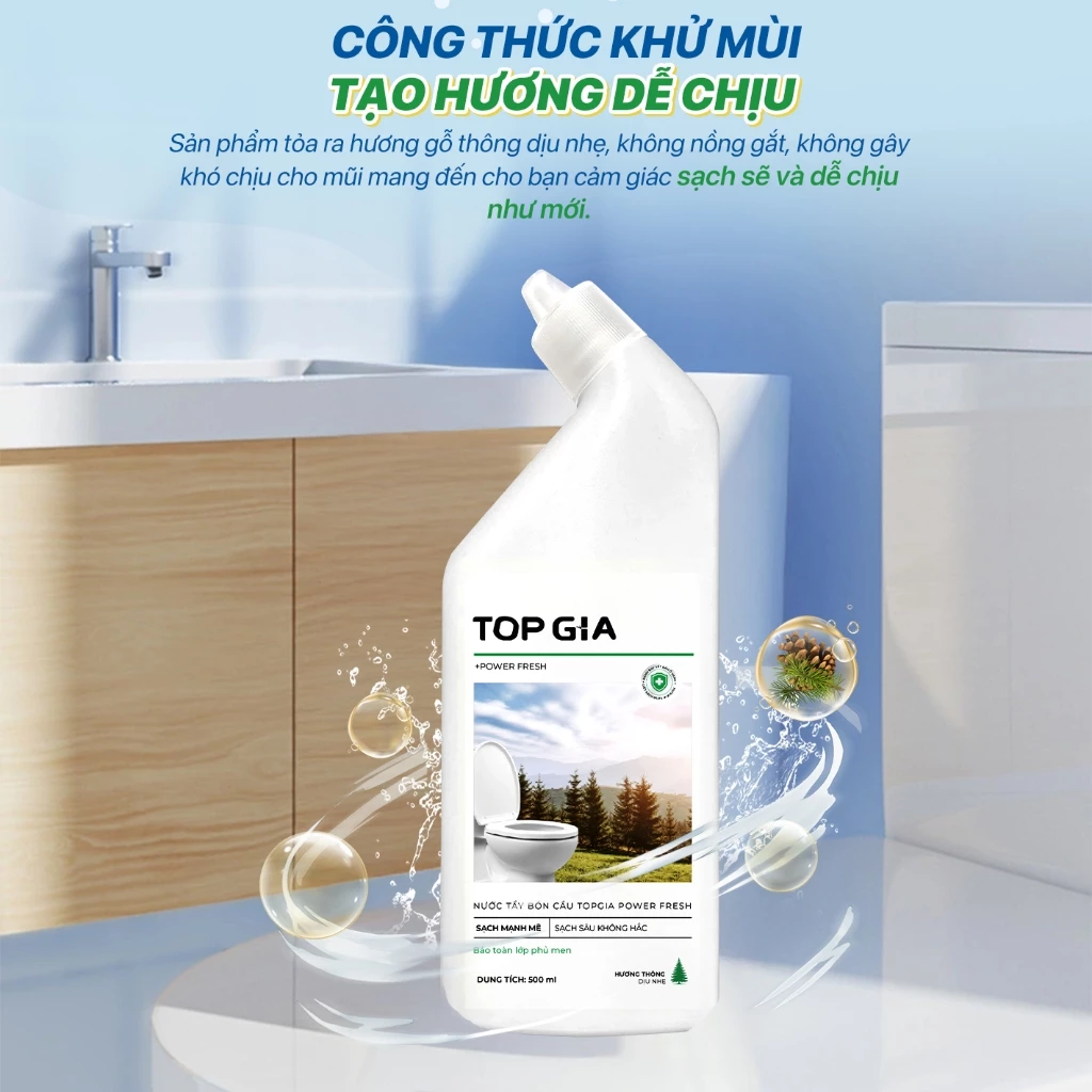 Nước Tẩy Rửa Bồn Cầu TOPGIA Hương Gỗ Thông, Tẩy Sạch Không Cần Chà, Bảo Vệ Men Sứ - 3