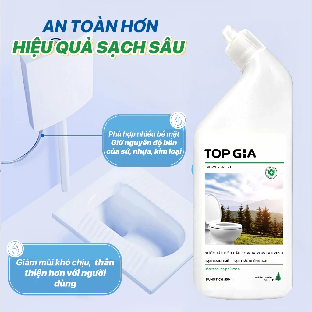 Nước Tẩy Rửa Bồn Cầu TOPGIA Hương Gỗ Thông, Tẩy Sạch Không Cần Chà, Bảo Vệ Men Sứ - 4