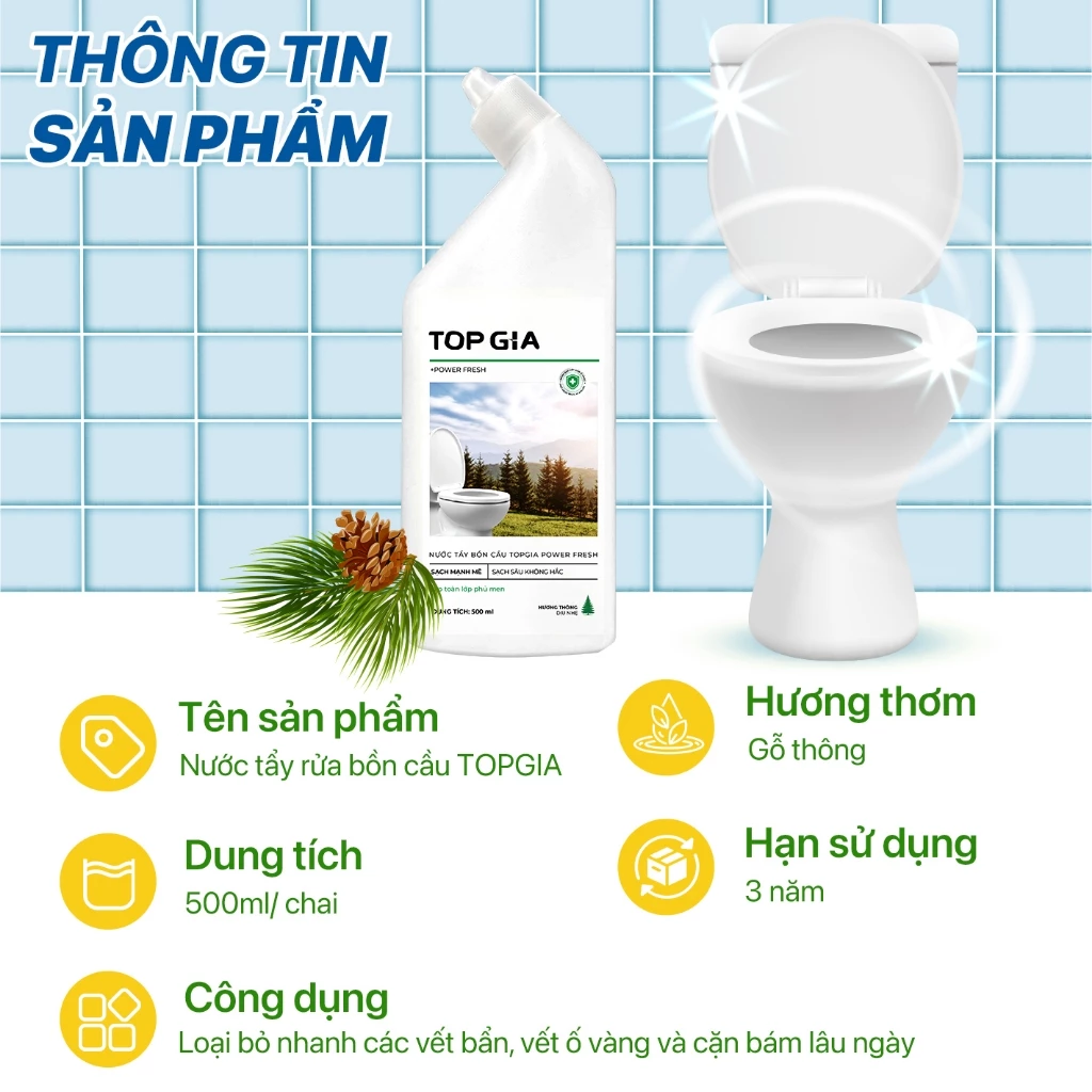 Nước Tẩy Rửa Bồn Cầu TOPGIA Hương Gỗ Thông, Tẩy Sạch Không Cần Chà, Bảo Vệ Men Sứ - 6
