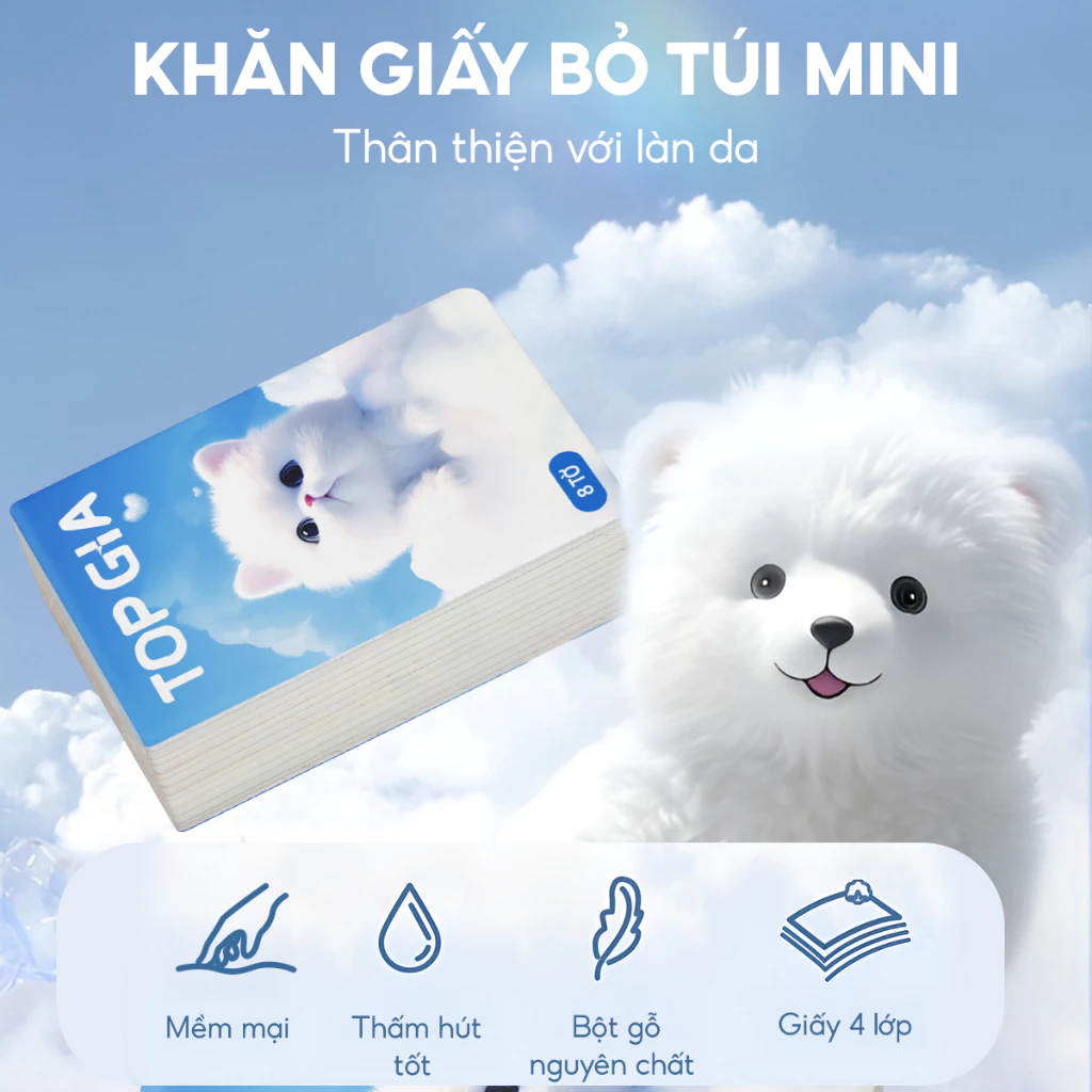 Khăn giấy bỏ túi Top Gia 4 lớp, 1 gói 8 tờ mềm mịn, an toàn cho mọi làn da - 6