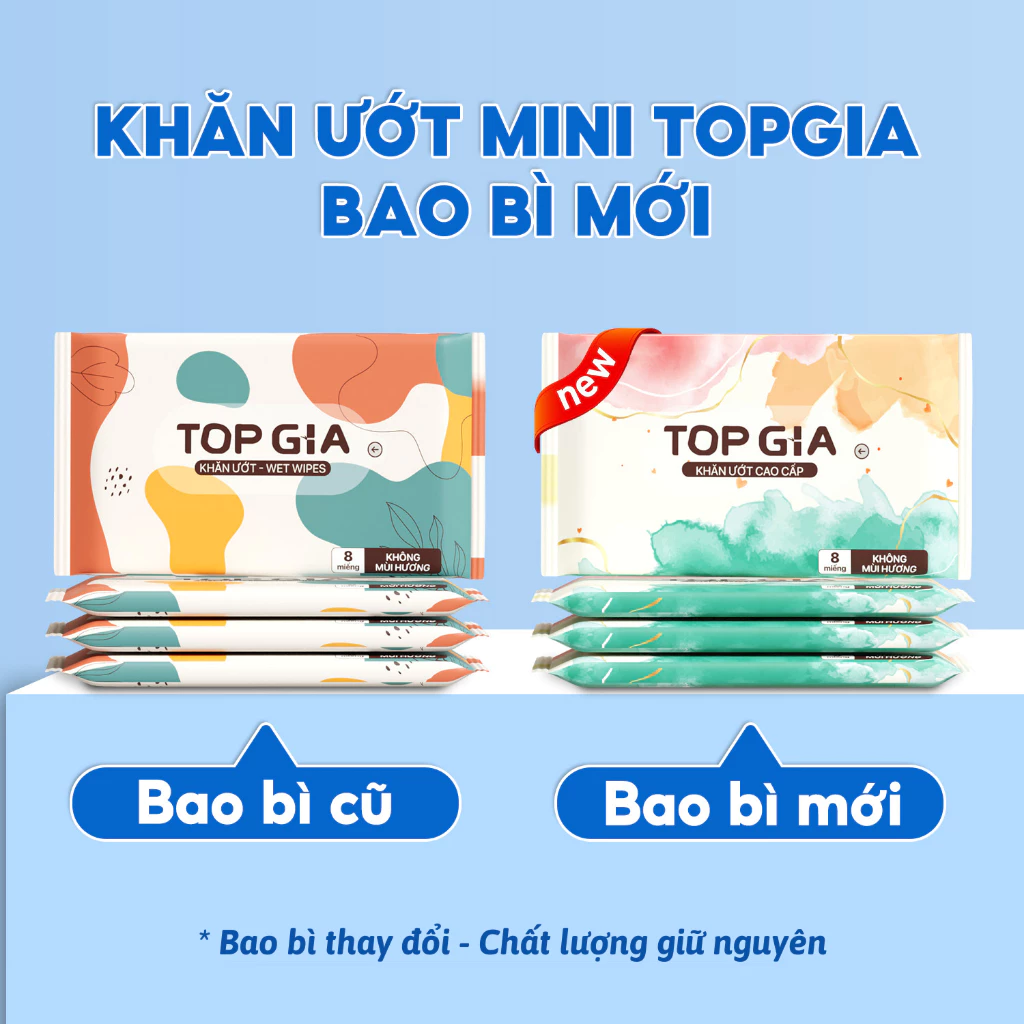 Khăn ướt mini cao cấp Topgia 1 gói 8 tờ không cồn không parabens dành cho em bé - 5