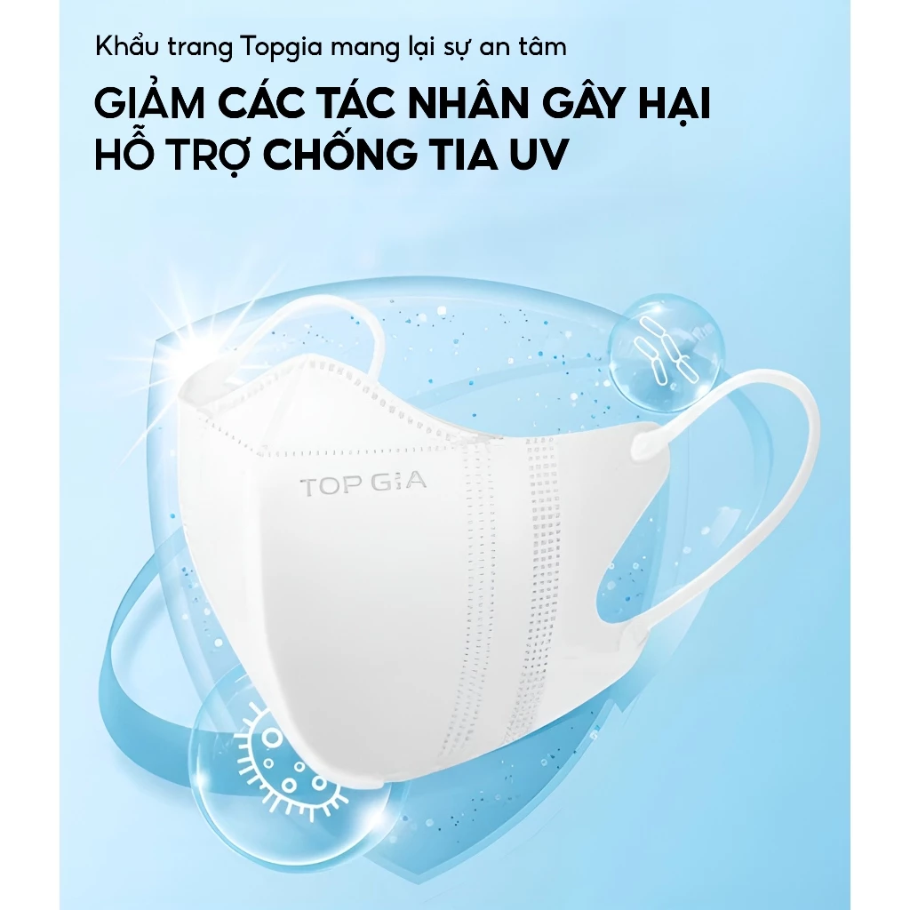 Khẩu trang 5D cải tiến TopGia an toàn, thoáng khí, ngăn bụi mịn, 3 lớp vải không dệt cao cấp - 4