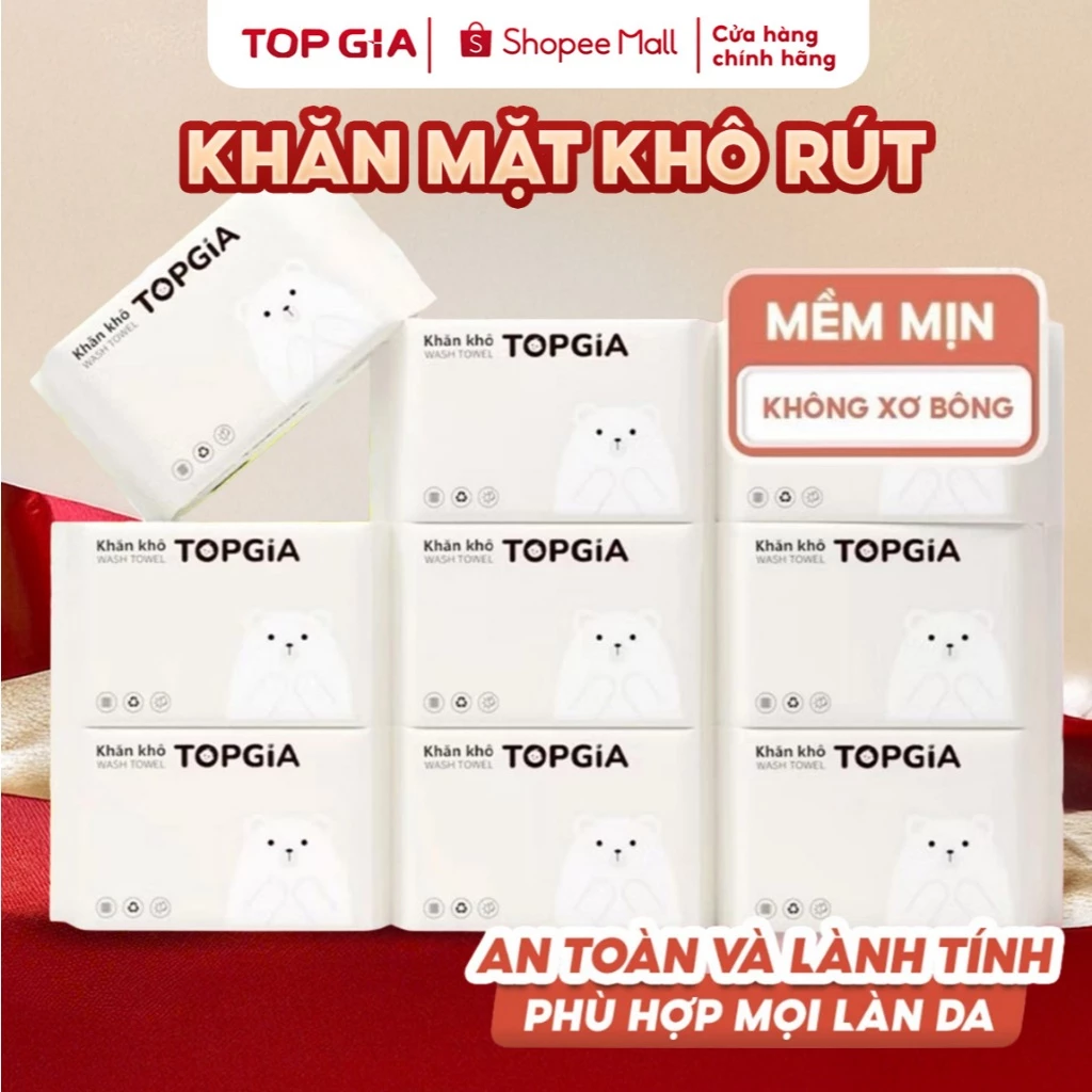 Khăn mặt khô Top Gia dùng 1 lần tẩy trang lau khô lau ướt đa năng