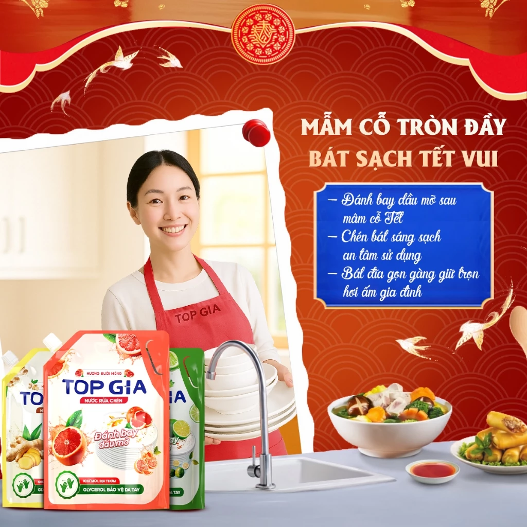 [Mã Đáo An Gia] Combo Tết Rinh TOPGIA Lộc Đầy Nhà, Bộ Sản Phẩm Giặt Giũ Và Tẩy Rửa Đón Xuân 2026 - 2