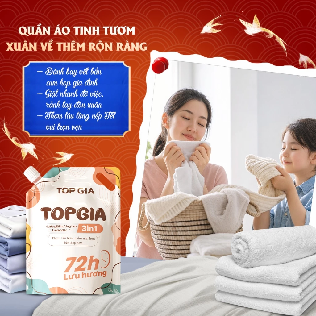 [Mã Đáo An Gia] Combo Tết Rinh TOPGIA Lộc Đầy Nhà, Bộ Sản Phẩm Giặt Giũ Và Tẩy Rửa Đón Xuân 2026 - 3