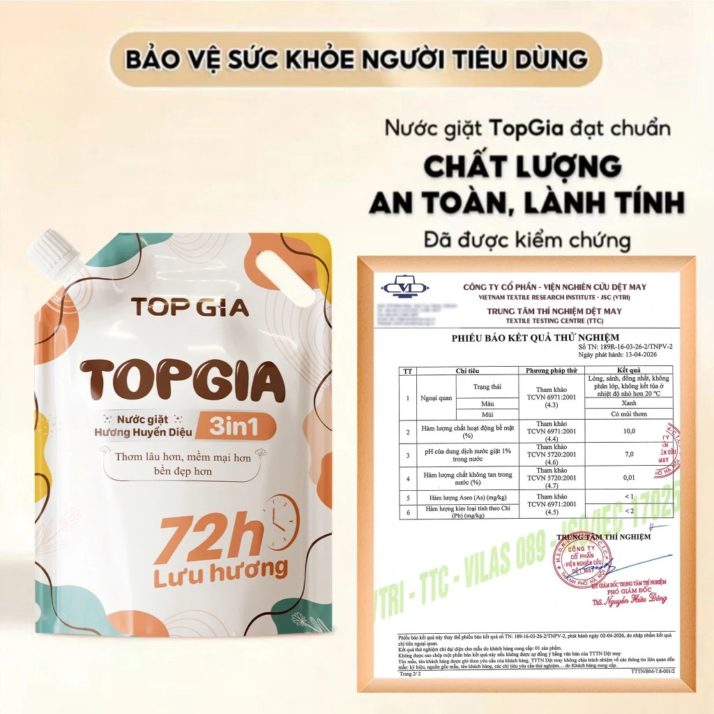 [MUA 4L TẶNG 4L] Nước Giặt Xả TopGia 3in1 Hương Huyền Diệu An Toàn Dịu Nhẹ, Lưu Hương 72H, Túi 2L - 6