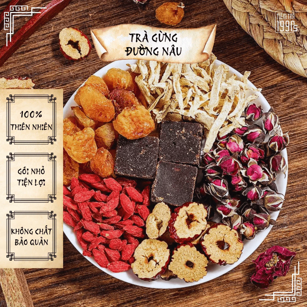 [Gói Lẻ] Trà Gừng Đường Nâu Tiệm Trà 1990s Trà Giảm Đau Bụng Kinh, Giữ Ấm, Hỗ Trợ Tiêu Hóa