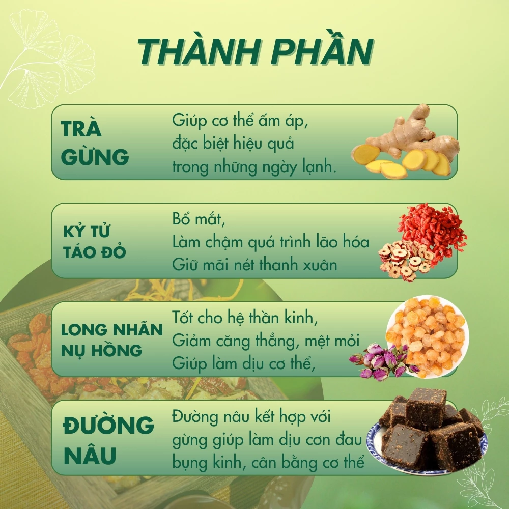 [Gói Lẻ] Trà Gừng Đường Nâu Tiệm Trà 1990s Trà Giảm Đau Bụng Kinh, Giữ Ấm, Hỗ Trợ Tiêu Hóa - 4