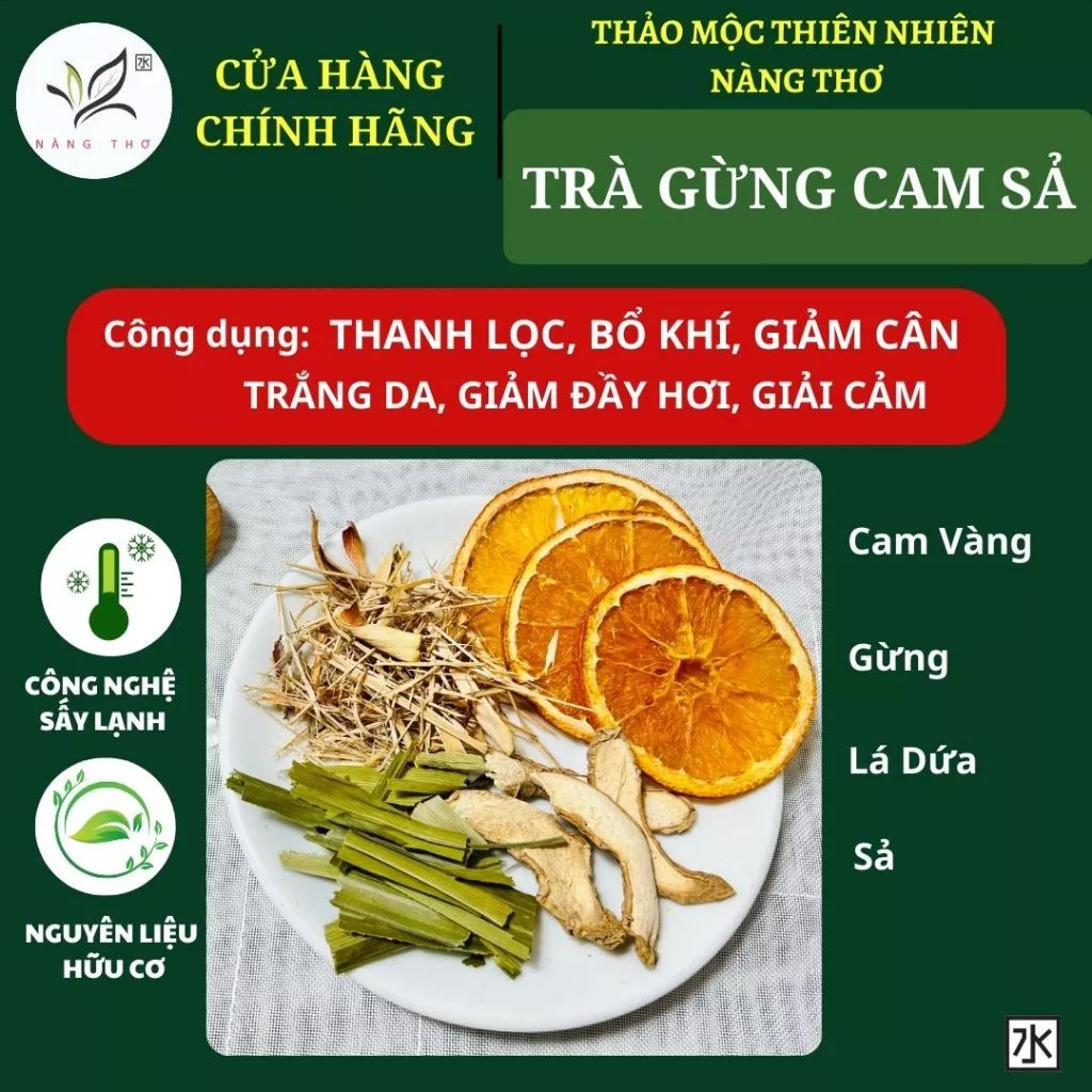 TRÀ CAM SẢ - TRÀ CAM SẢ GỪNG LÁ DỨA - Tăng Sức Đề Kháng - Trà giải Cảm T23
