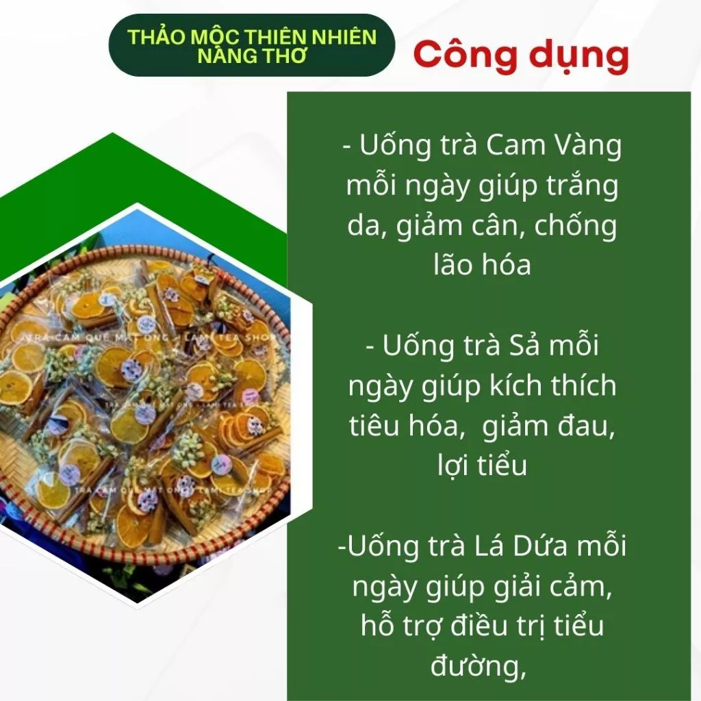 TRÀ CAM SẢ - TRÀ CAM SẢ GỪNG LÁ DỨA - Tăng Sức Đề Kháng - Trà giải Cảm T23 - 5