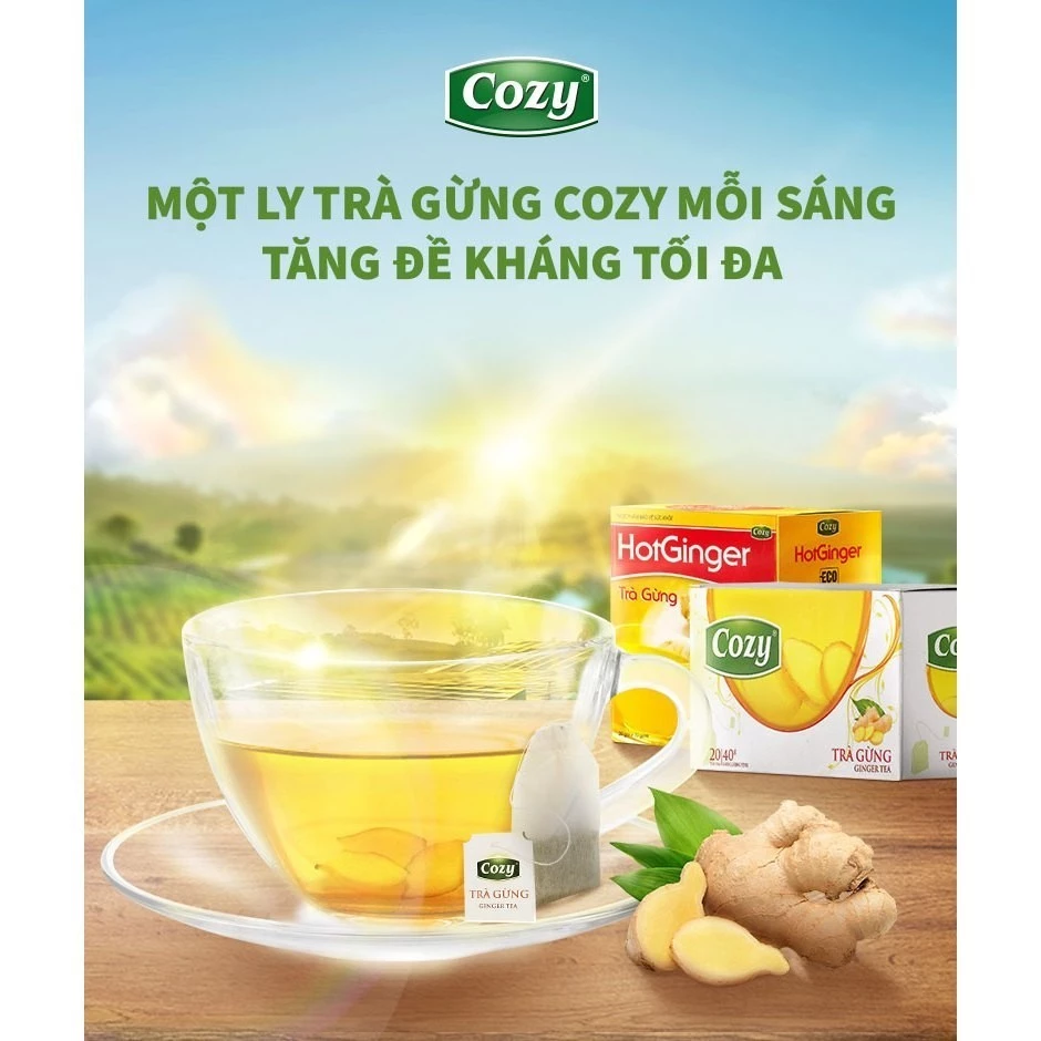 Trà Gừng Hòa Tan Cozy Từ Gừng Già Tự Nhiên Đậm Vị Gừng, Vị Ngọt Dễ Uống Làm Ấm Cơ Thể (20 gói x10g) - 3