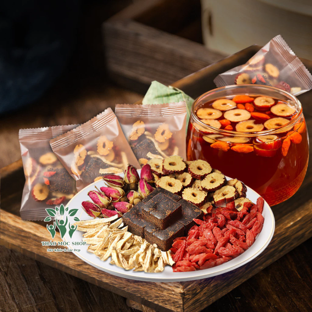 ✅[CHÍNH HÃNG] Trà Đẹp Da Giảm Mun Thanh Sắc An Mộc Trà Gồm Trà Gừng, Đường Nâu, Táo Đỏ, Kỷ Tử, Nụ Hồng - 2