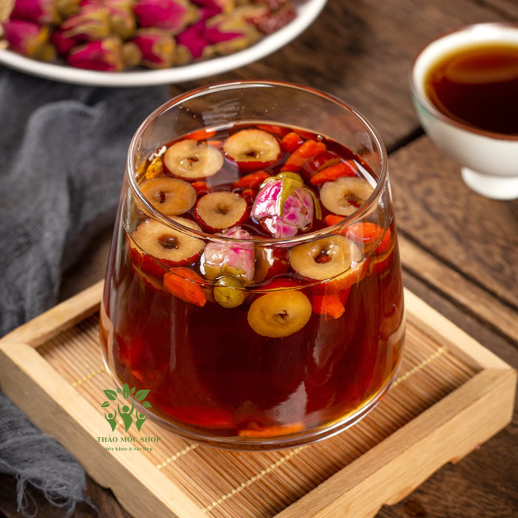 ✅[CHÍNH HÃNG] Trà Đẹp Da Giảm Mun Thanh Sắc An Mộc Trà Gồm Trà Gừng, Đường Nâu, Táo Đỏ, Kỷ Tử, Nụ Hồng - 5