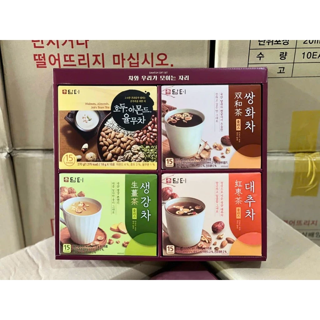 [Các Loại] Trà Táo - Trà Gừng - Trà Thảo Dược - Ngũ Cốc Damtuh Hàn Quốc Hộp 15 Gói
