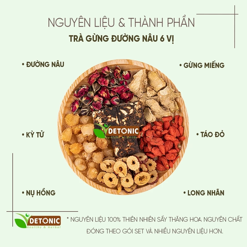 Trà gừng đường nâu DETONIC trà gừng công dụng bổ máu, làm ấm tử cung, giảm đau bụng kinh, giữ ấm cơ thể - 3