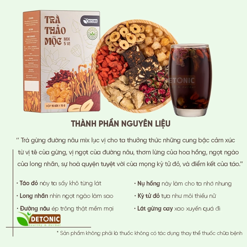 Trà gừng đường nâu DETONIC trà gừng công dụng bổ máu, làm ấm tử cung, giảm đau bụng kinh, giữ ấm cơ thể - 4