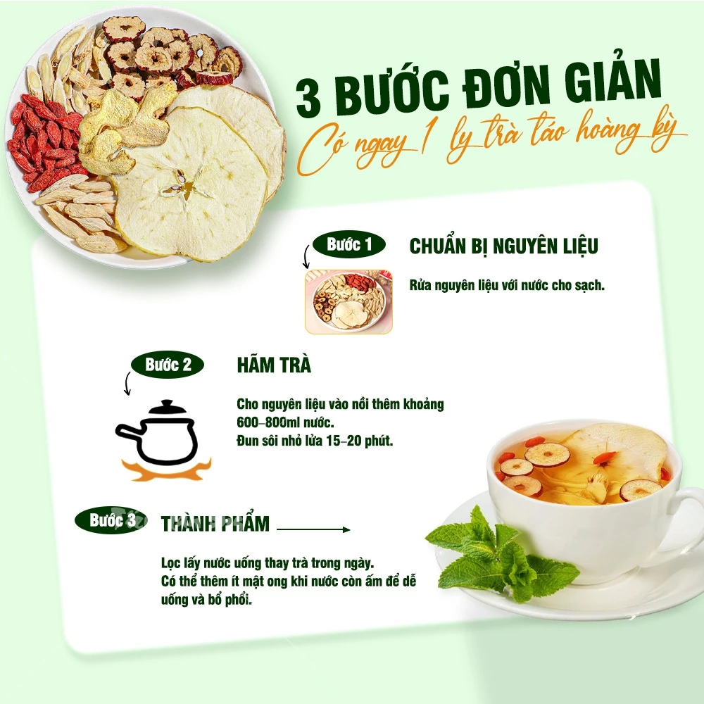 Trà táo đỏ hoàng kỳ, dưỡng nhan, bổ khí, set trà thảo mộc 6 vị gồm: hoàng kỳ, táo đỏ, kỳ tử, gừng,.. - 4