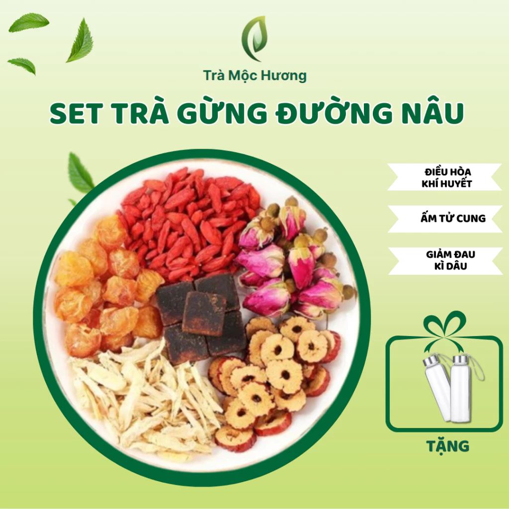Trà Gừng Đường Nâu Thảo Mộc (Hộp 30) Giảm Đau Bụng Kinh, Làm Ấm Dịu Bụng, Bổ Máu -Trà Mộc Hương