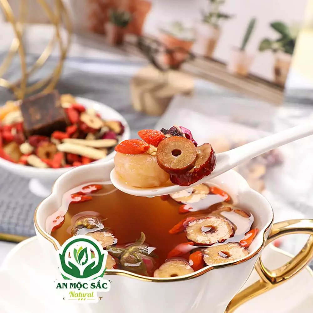 ✅[THƯỢNG HẠNG] Trà Đẹp Da Giảm Mun An Mộc Sắc Gồm Trà Gừng, Đường Nâu, Táo Đỏ, Kỷ Tử, Nụ Hồng - 4