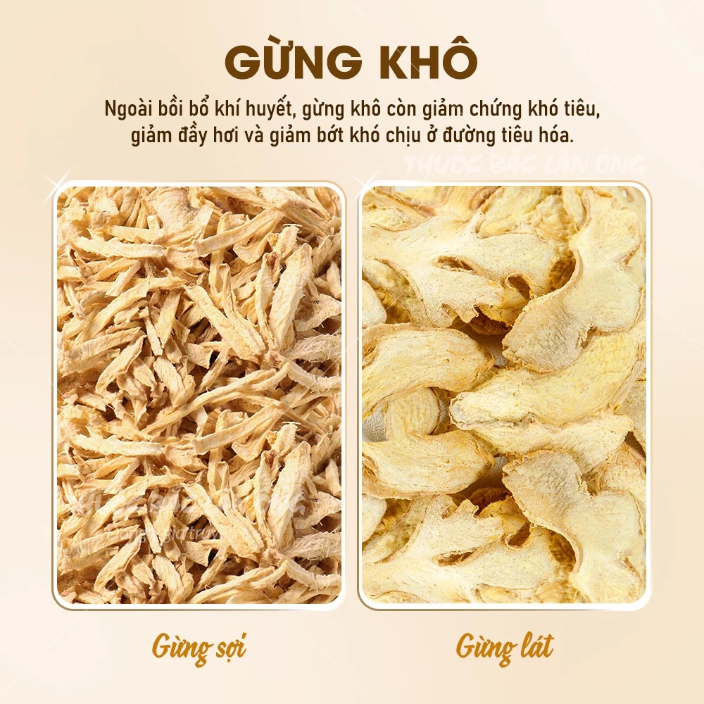 Gừng khô thái sợi 100g, gừng sạch thái lát tự chọn, trà gừng thơm cay - Lãn Ông - 4