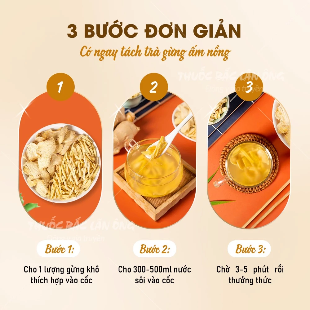 Gừng khô thái sợi 100g, gừng sạch thái lát tự chọn, trà gừng thơm cay - Lãn Ông - 5