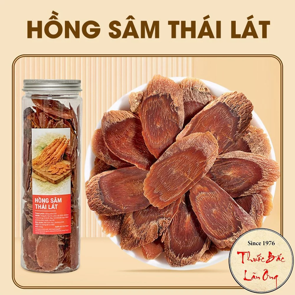 Hồng sâm Hàn Quốc 100g, nhân sâm thái lát mỏng, thơm, không tẩm đường, nguyên vị, dùng pha trà, hầm canh