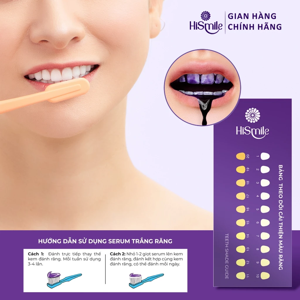 TRỊNH DUY x HISMILE, Tinh chất trắng răng cao cấp HiSmile V34 - 10ml, Mua 2sp tặng 1 phiếu theo dõi trắng răng+HDSD. - 3