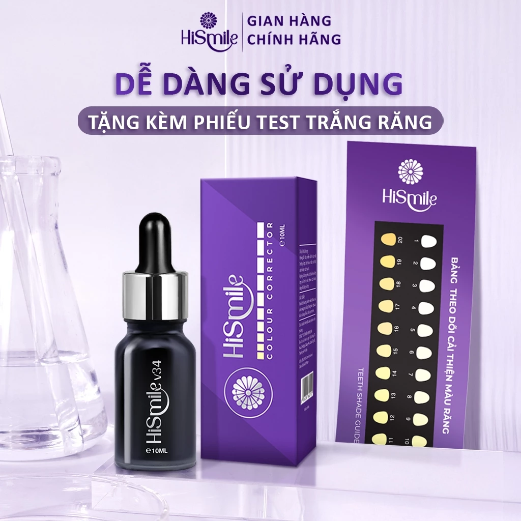 TRỊNH DUY x HISMILE, Tinh chất trắng răng cao cấp HiSmile V34 - 10ml, Mua 2sp tặng 1 phiếu theo dõi trắng răng+HDSD. - 5