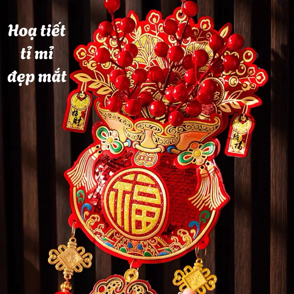 Trang Trí treo tường treo cửa, túi treo tài lộc may mắn , trang trí tết , treo trang trí tết nguyên đán - 4