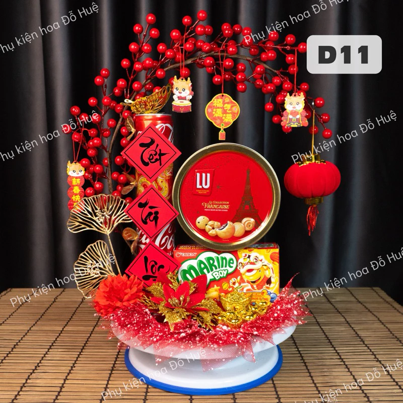 Set phụ kiện tháp tài lộc, phụ kiện hoa tết Đỗ Huệ, tháp trang trí tễt Mã D11