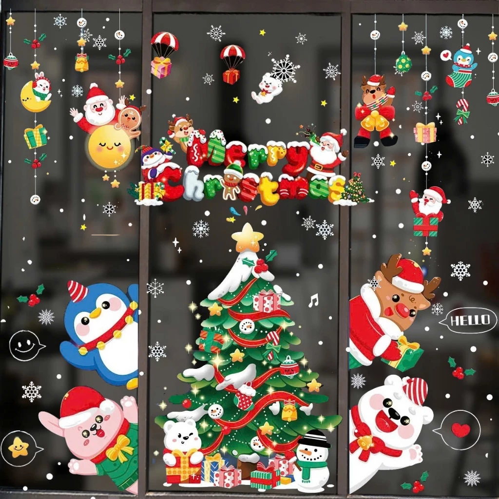 Decal Noel 2026 trang trí giáng sinh, hút tĩnh điện,dán cửa kính hai mặt giá rẻ - 2