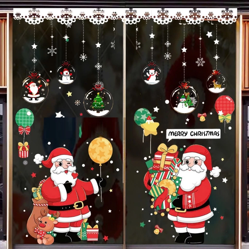 Decal Noel 2026 trang trí giáng sinh, hút tĩnh điện,dán cửa kính hai mặt giá rẻ - 4